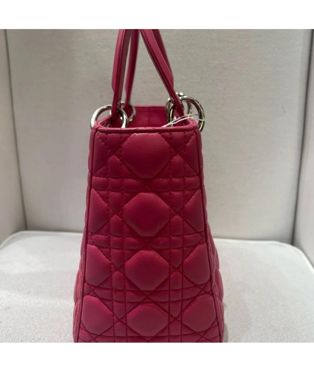 CHRISTIAN DIOR Розовая кожаная сумка с короткими ручками, фото 4