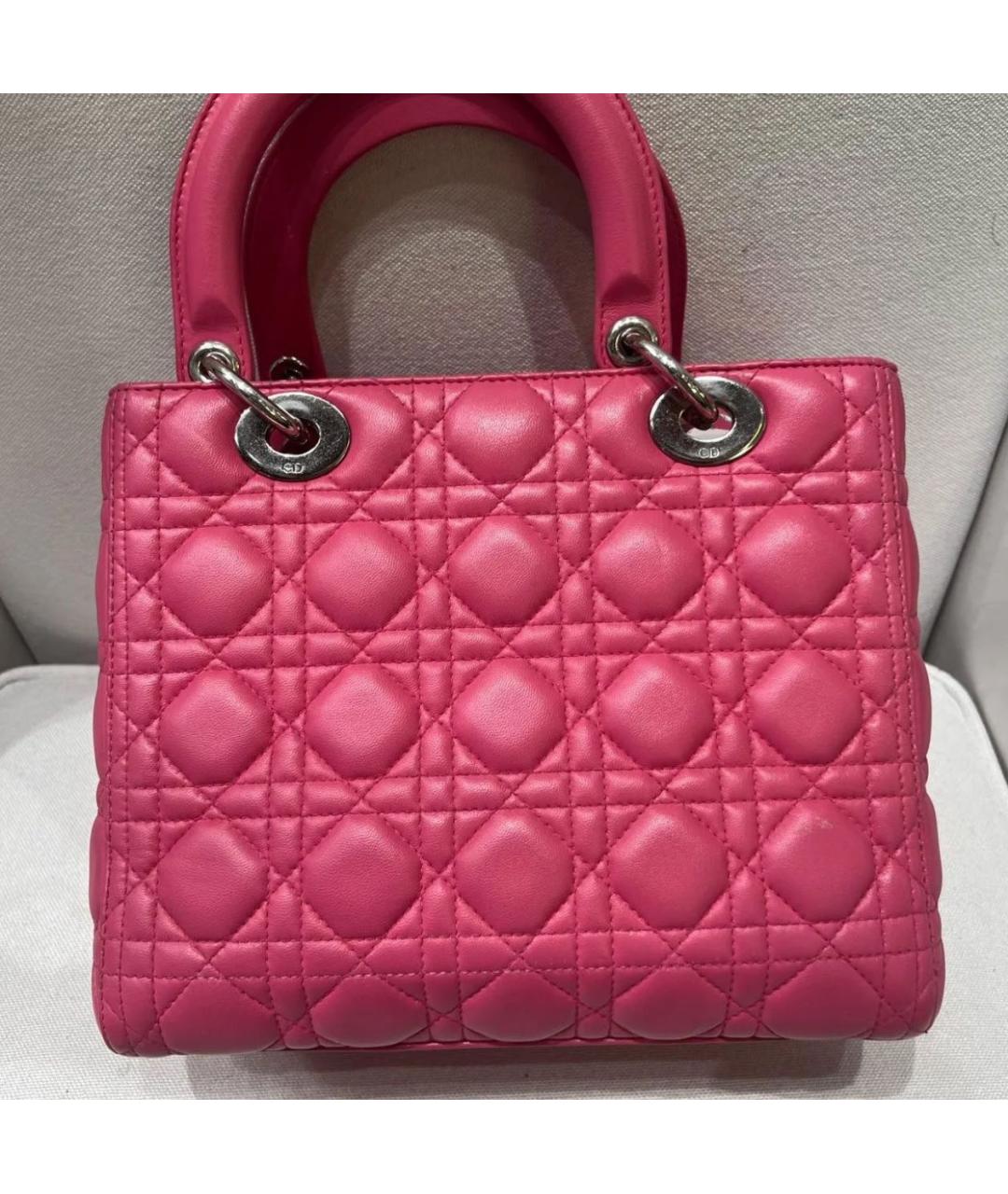 CHRISTIAN DIOR Розовая кожаная сумка с короткими ручками, фото 3