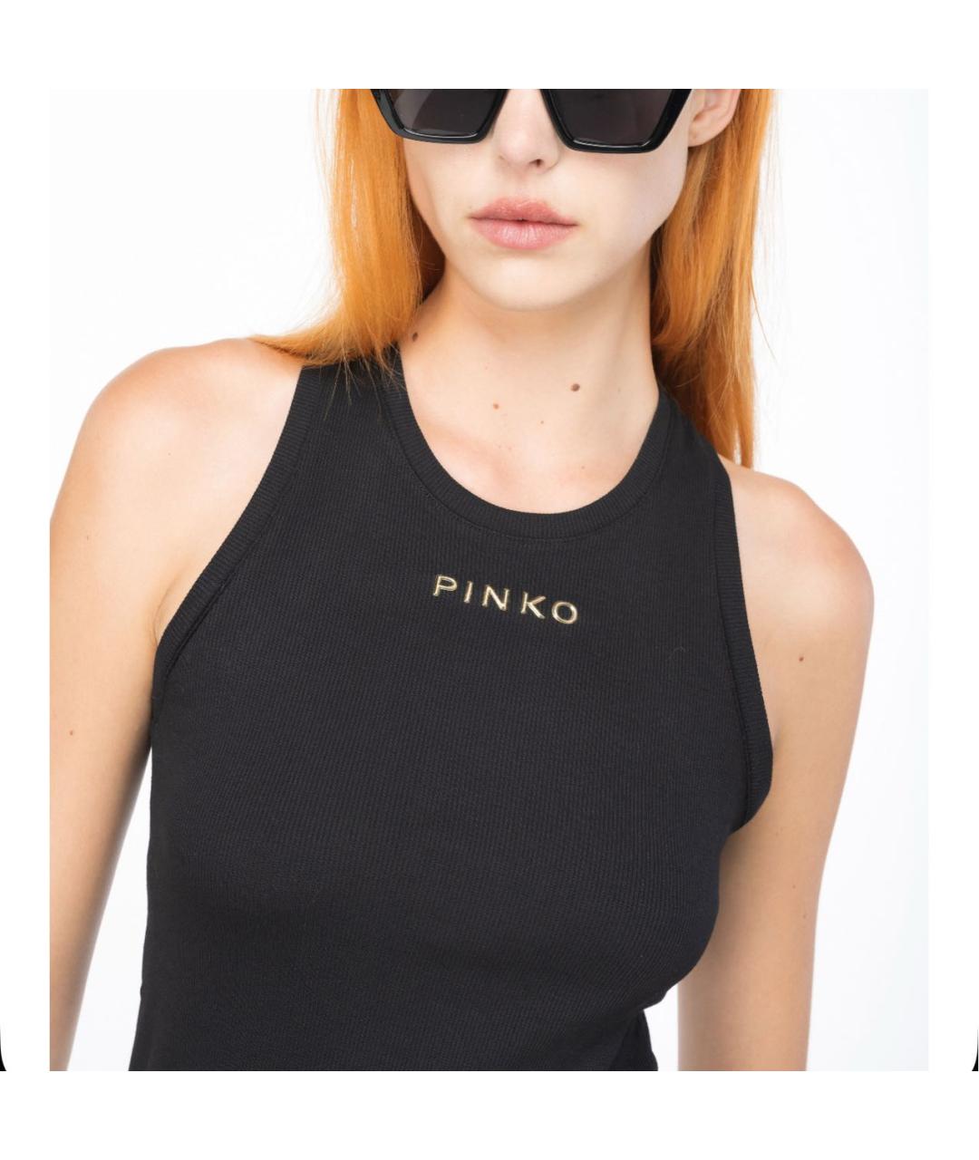 PINKO Черная хлопко-эластановая майка, фото 2