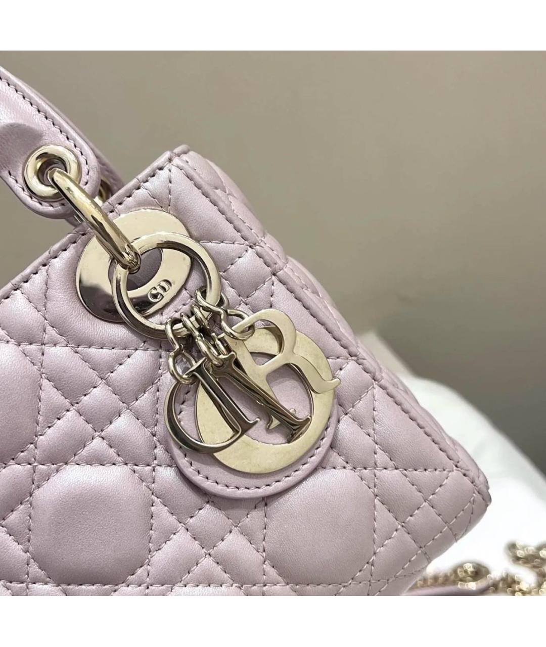 CHRISTIAN DIOR Розовая кожаная сумка с короткими ручками, фото 6