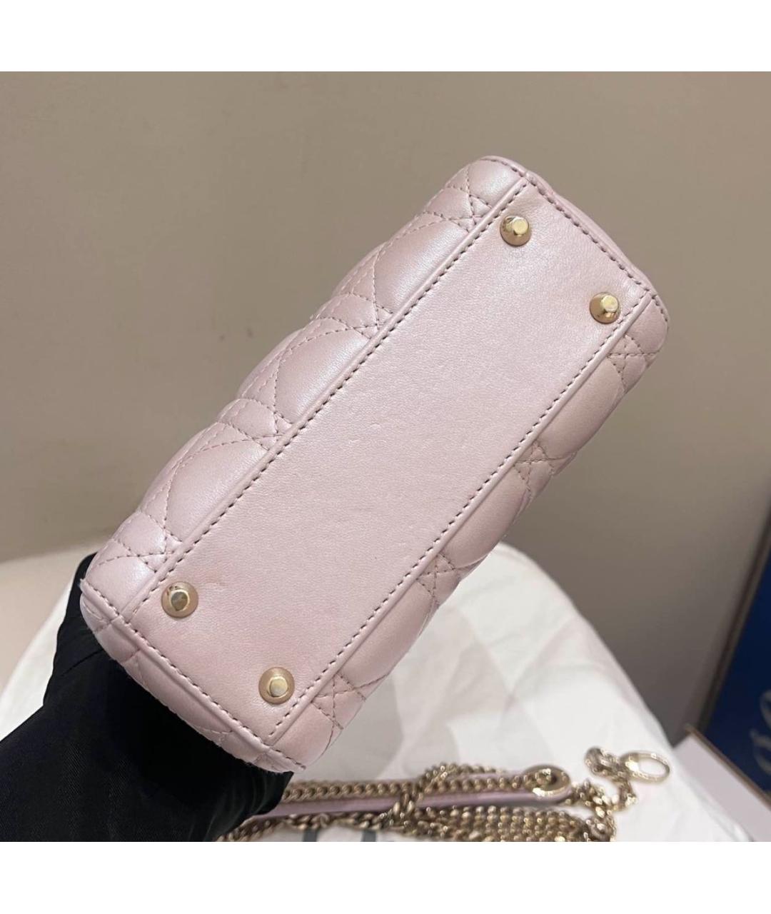 CHRISTIAN DIOR Розовая кожаная сумка с короткими ручками, фото 8