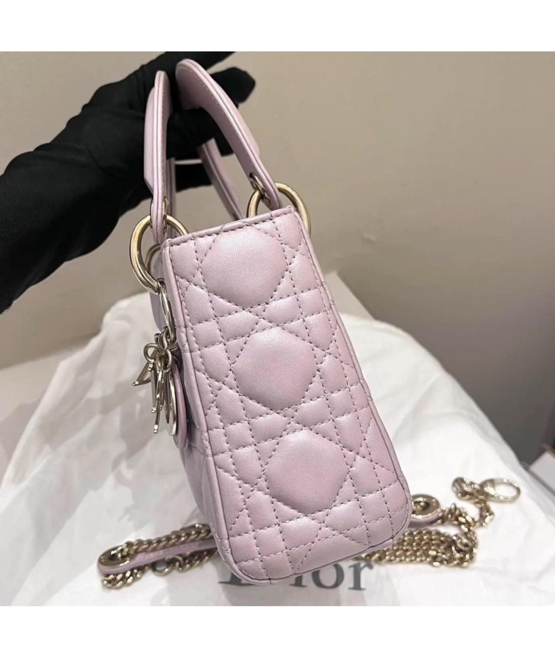 CHRISTIAN DIOR Розовая кожаная сумка с короткими ручками, фото 4