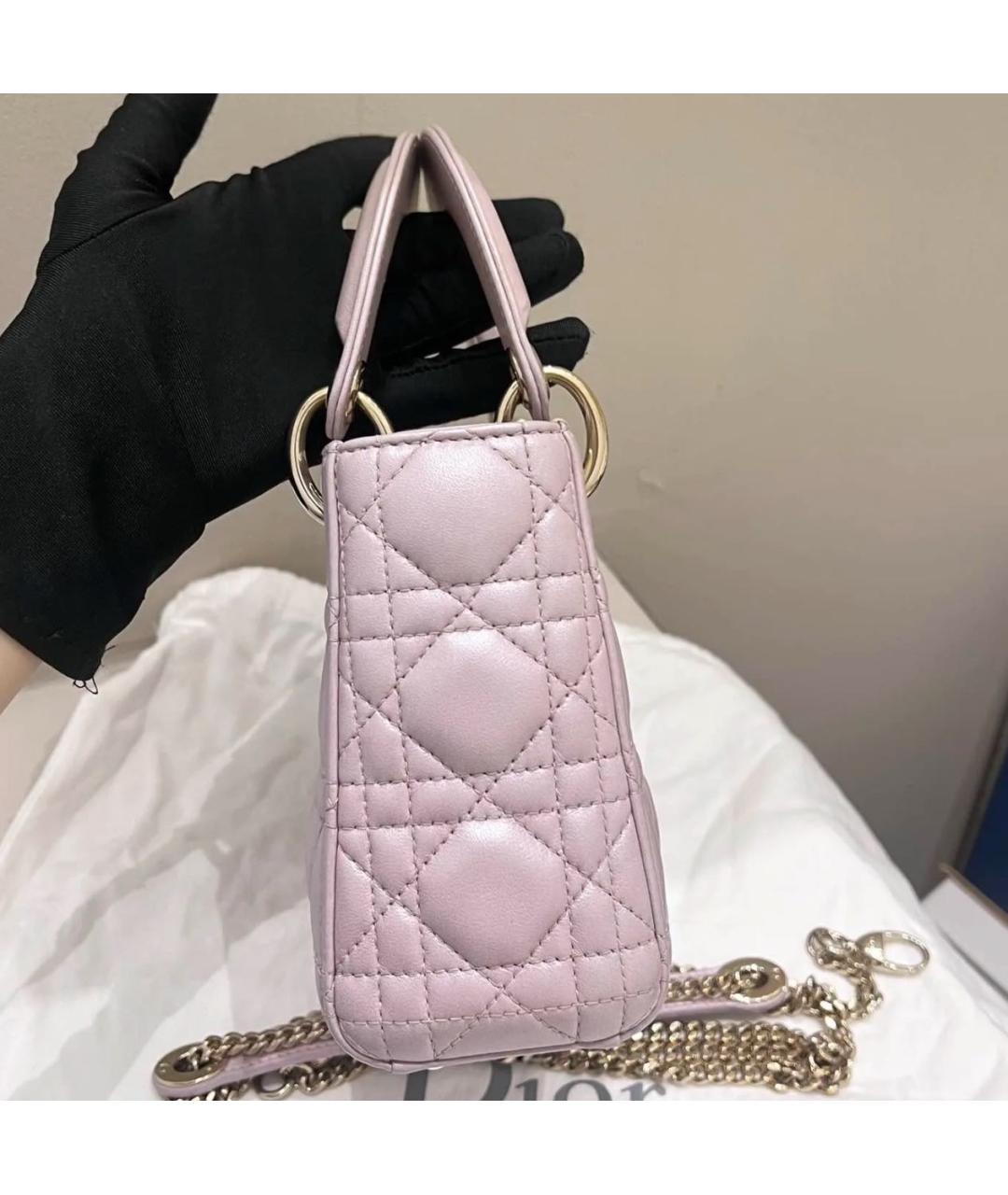 CHRISTIAN DIOR Розовая кожаная сумка с короткими ручками, фото 3