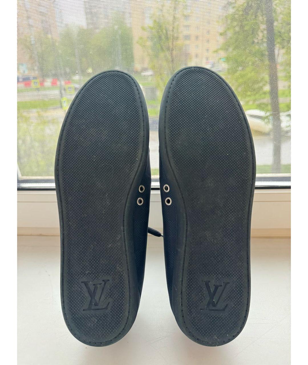 LOUIS VUITTON Темно-синие текстильные низкие кроссовки / кеды, фото 4
