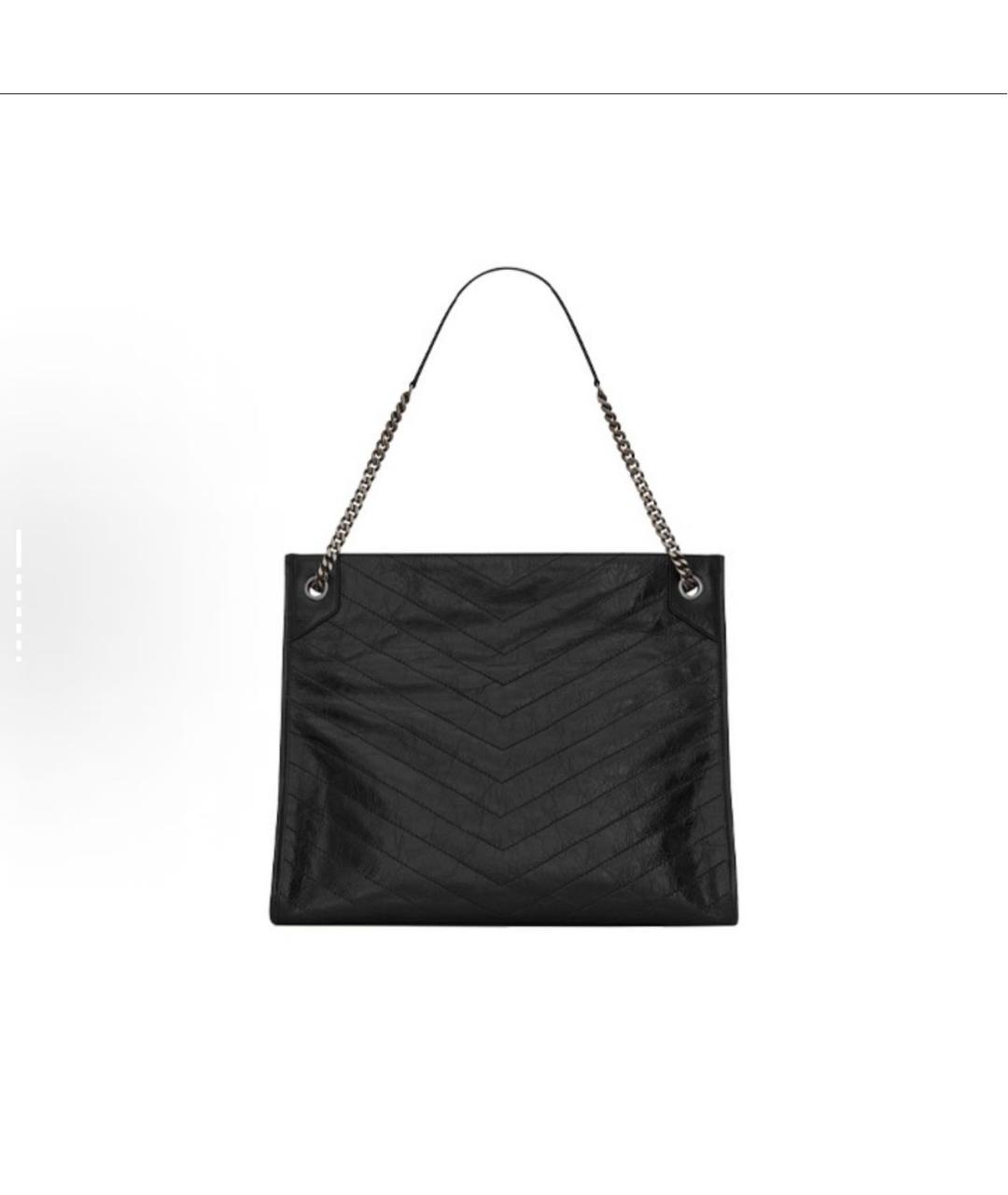 SAINT LAURENT Черная кожаная сумка тоут, фото 3