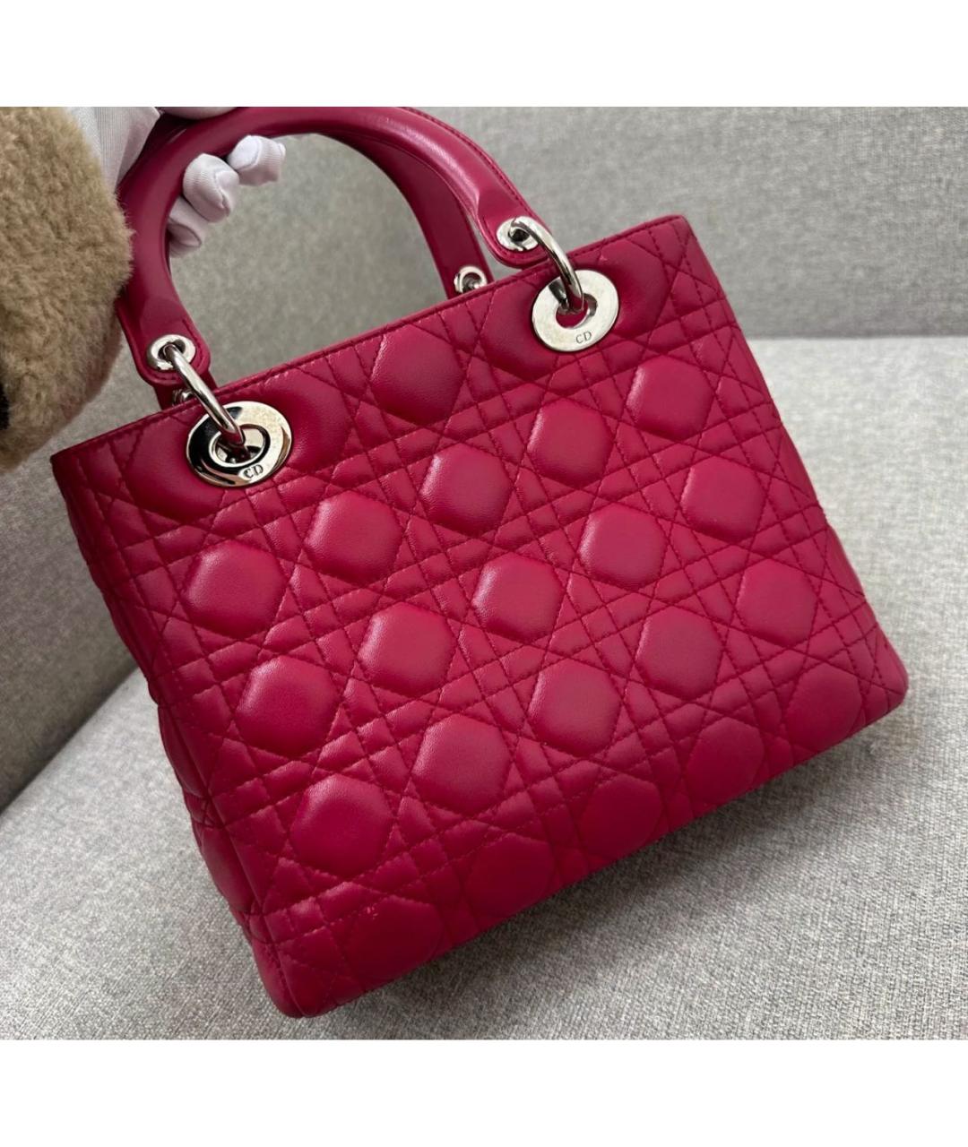 CHRISTIAN DIOR Красная кожаная сумка с короткими ручками, фото 3