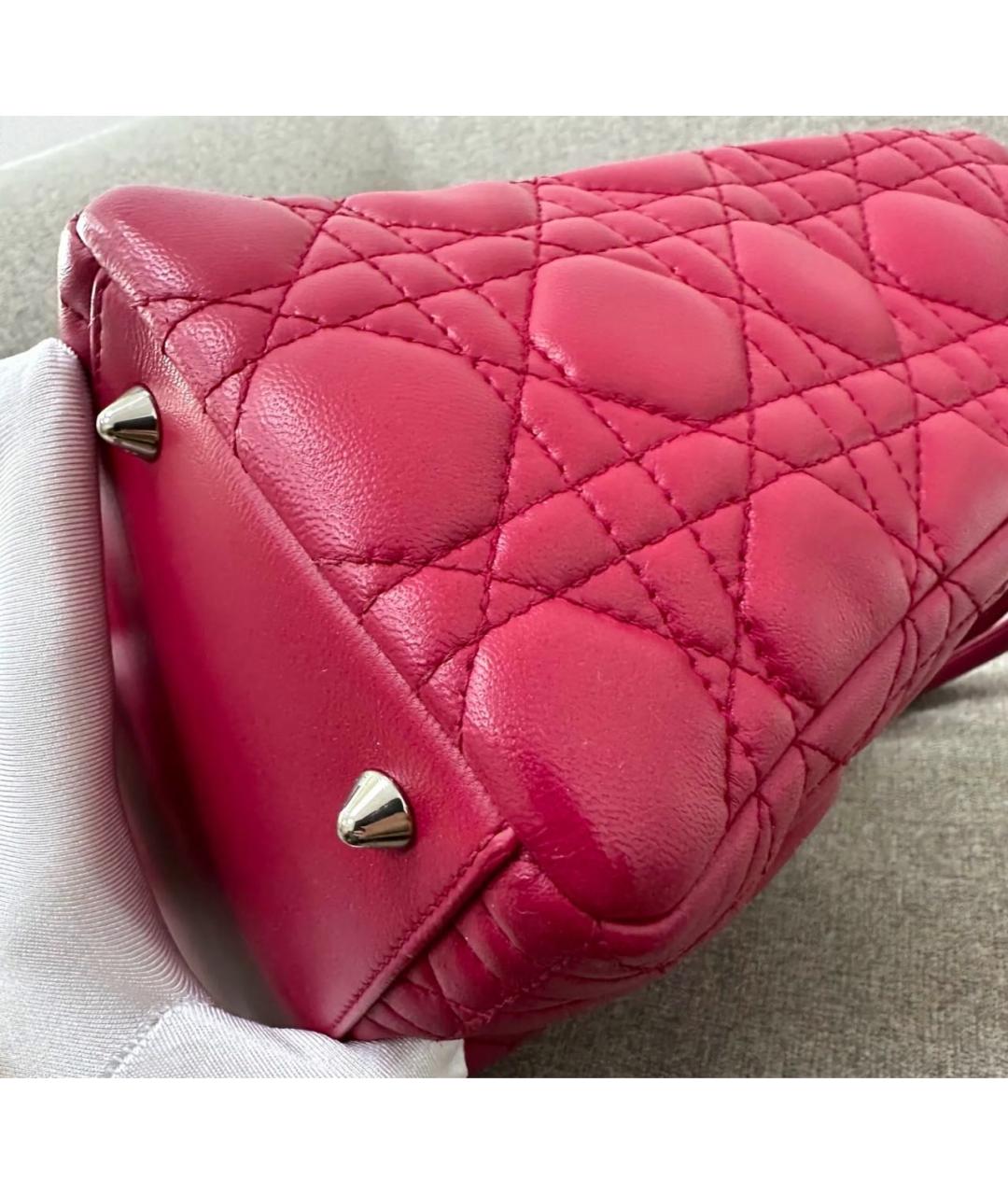 CHRISTIAN DIOR Красная кожаная сумка с короткими ручками, фото 4