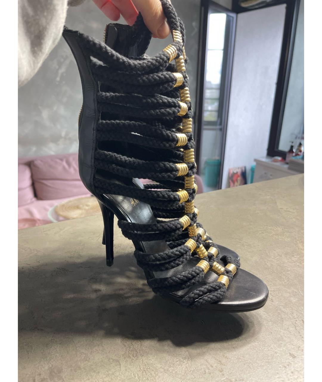 BALMAIN Черные кожаные босоножки, фото 5
