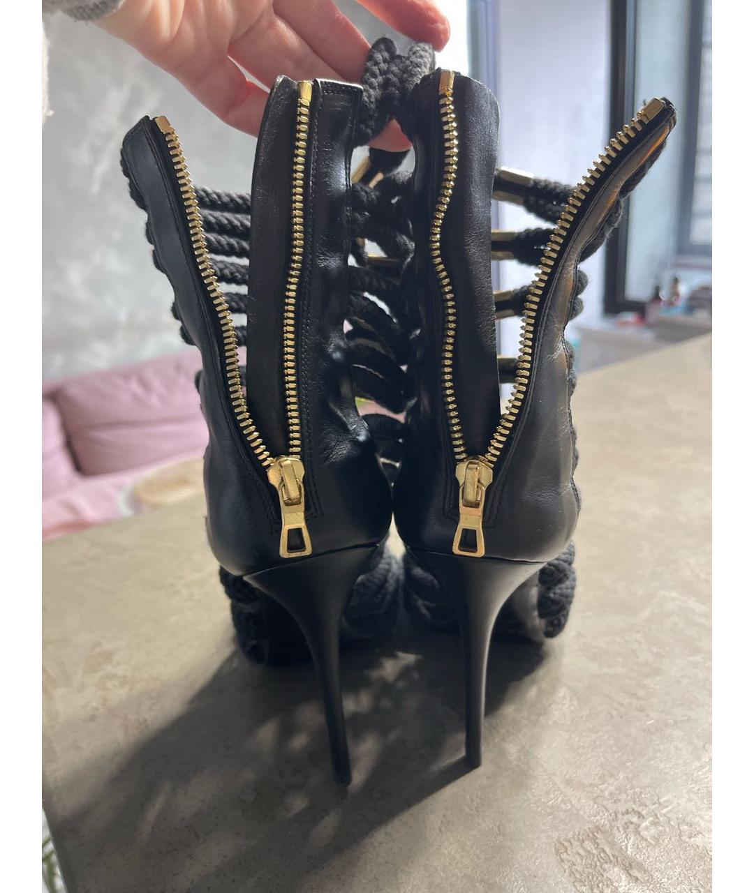 BALMAIN Черные кожаные босоножки, фото 4