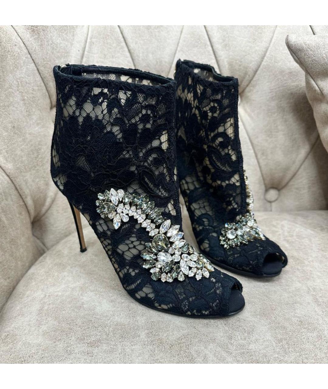 DOLCE&GABBANA Темно-синие текстильные ботильоны, фото 2