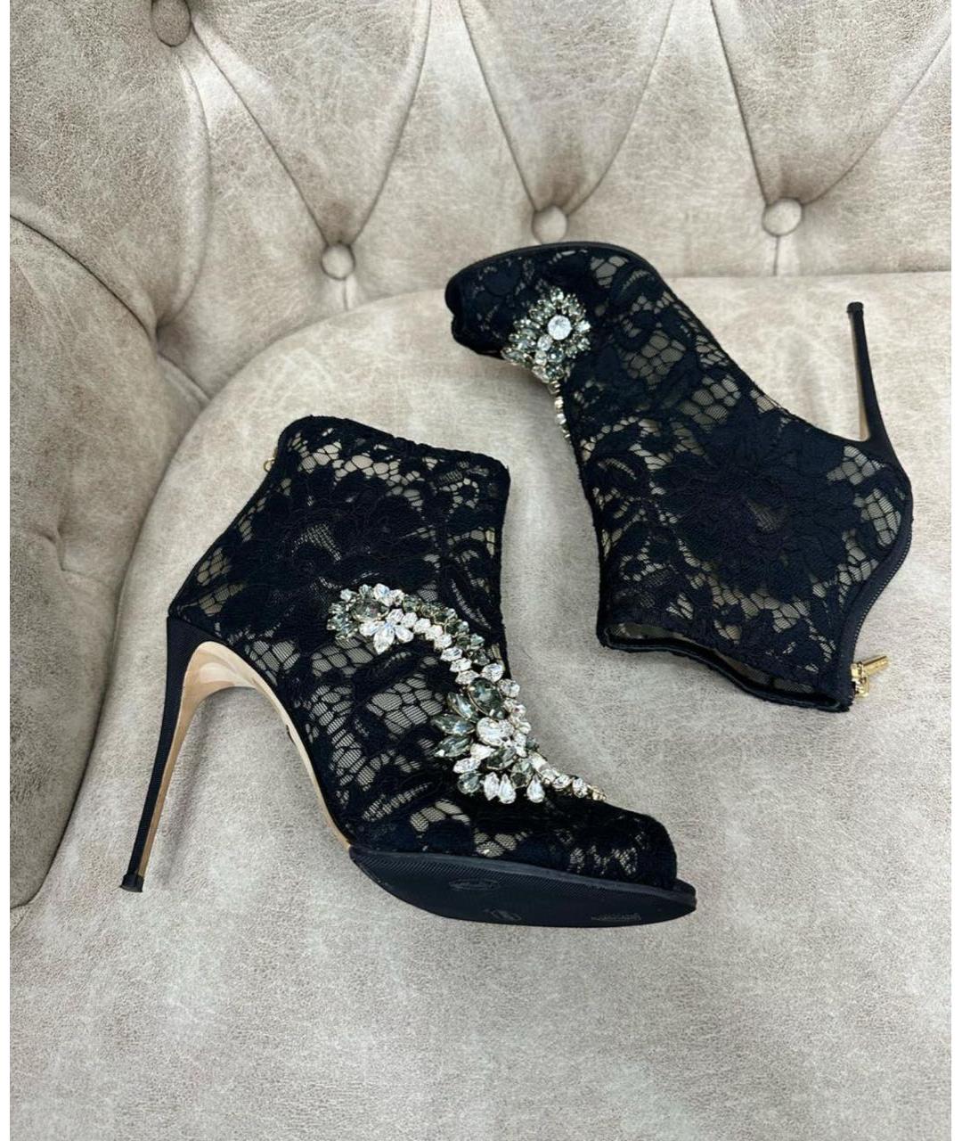 DOLCE&GABBANA Темно-синие текстильные ботильоны, фото 6