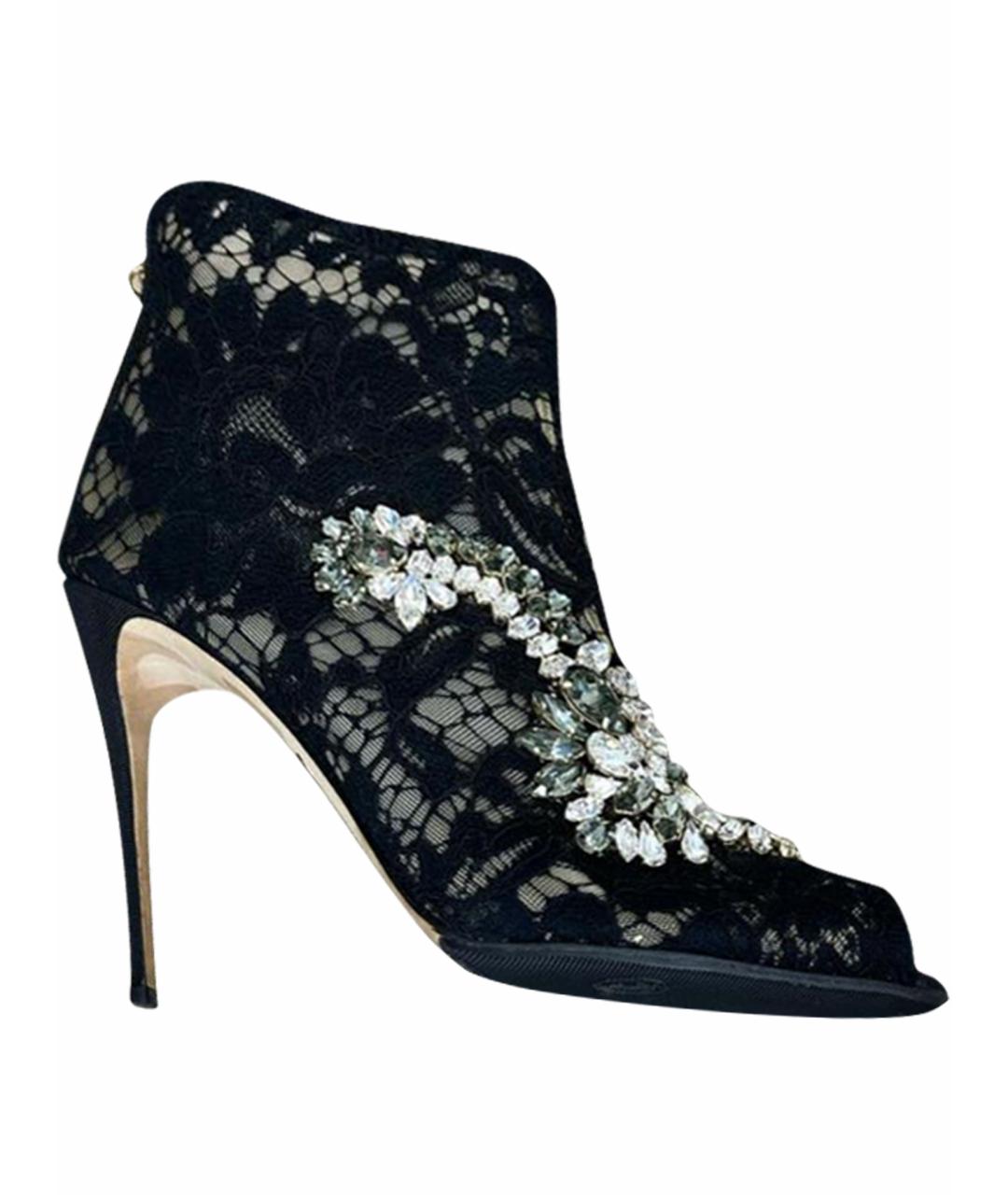 DOLCE&GABBANA Темно-синие текстильные ботильоны, фото 1