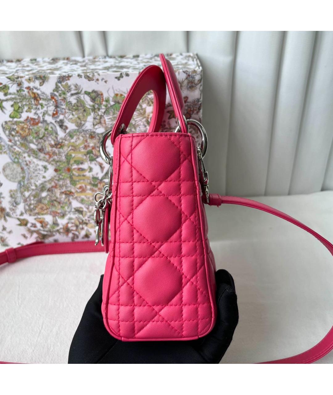 CHRISTIAN DIOR Розовая кожаная сумка с короткими ручками, фото 8