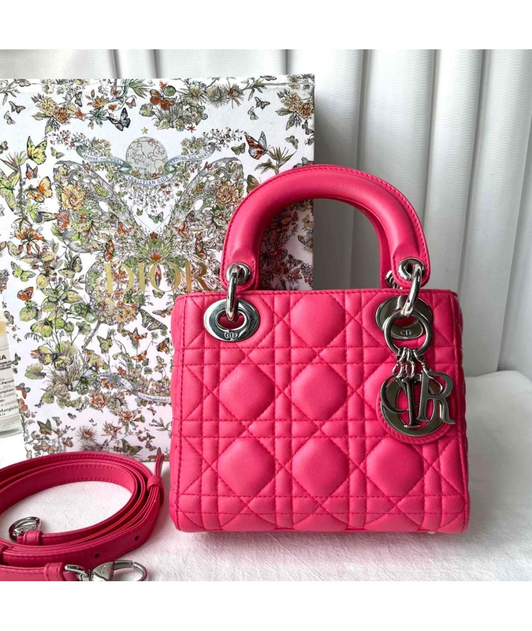 CHRISTIAN DIOR Розовая кожаная сумка с короткими ручками, фото 2
