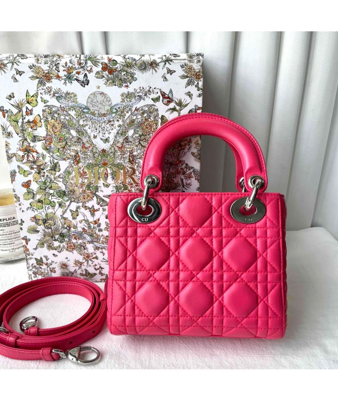 CHRISTIAN DIOR Розовая кожаная сумка с короткими ручками, фото 3
