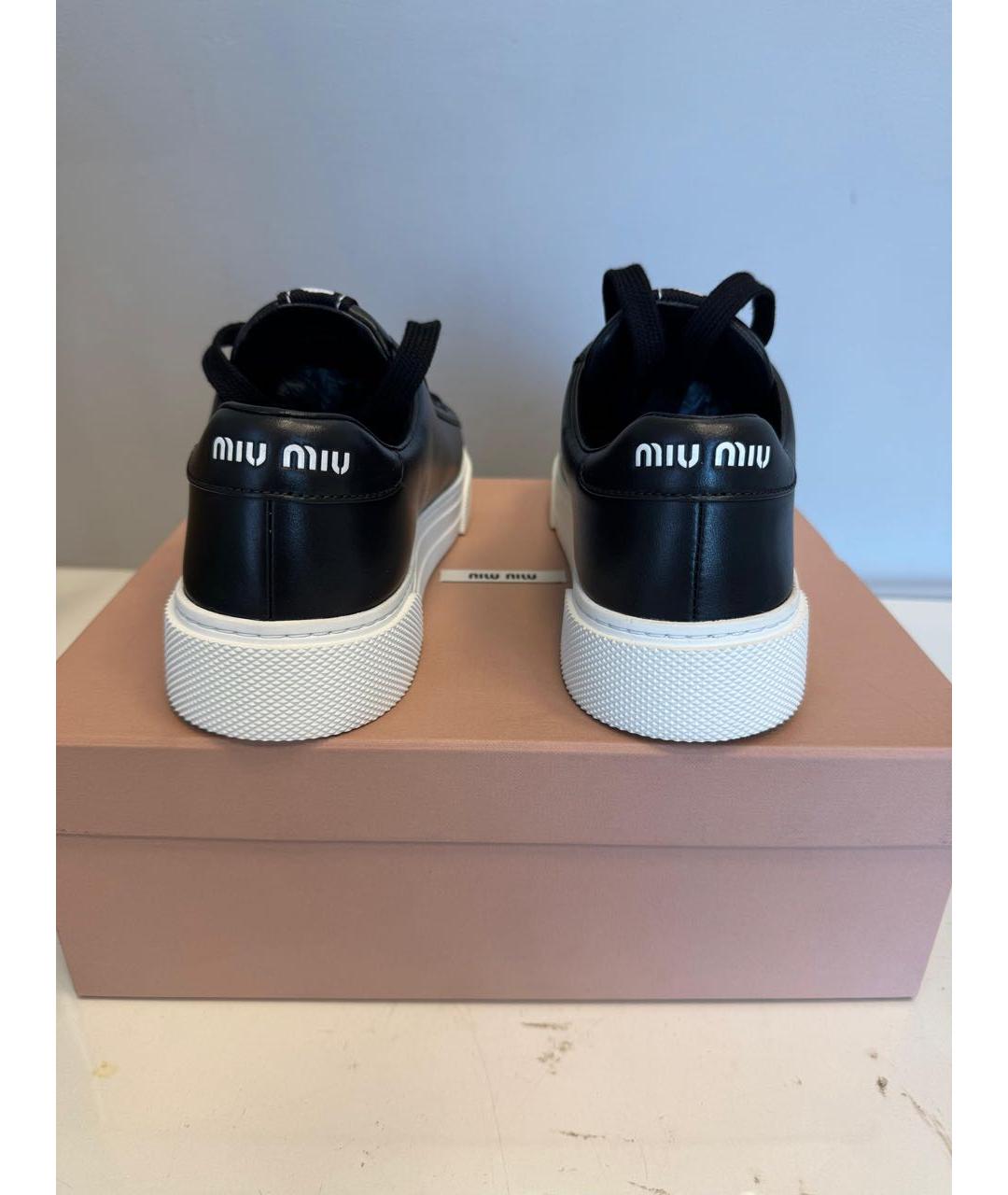 MIU MIU Черные кожаные кеды, фото 4