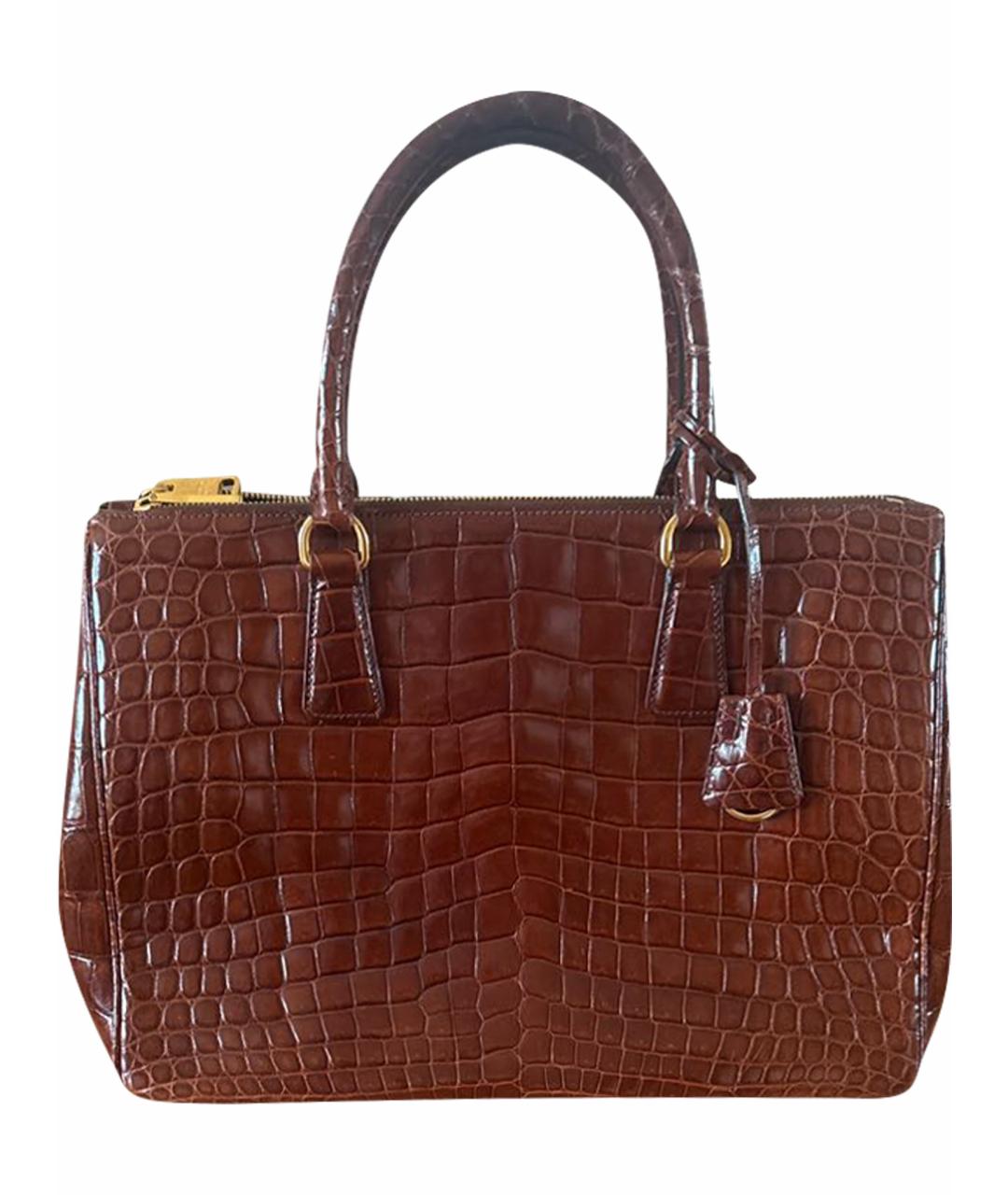 PRADA Коричневая сумка с короткими ручками из экзотической кожи, фото 1