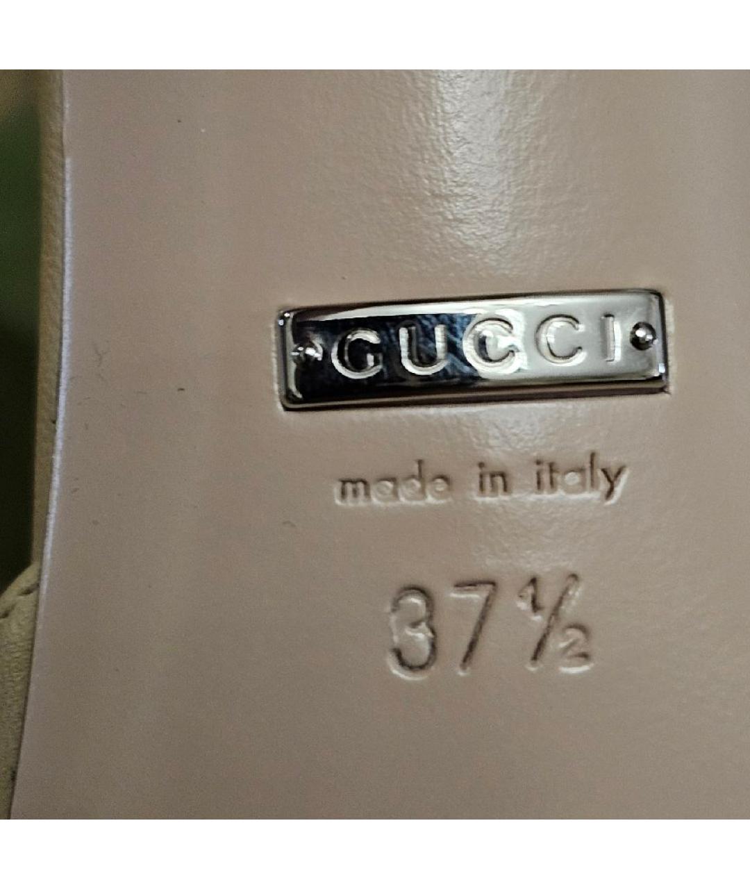 GUCCI Бежевые кожаные босоножки, фото 5