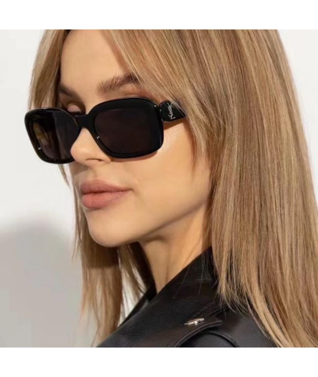 SAINT LAURENT Черные пластиковые солнцезащитные очки, фото 4