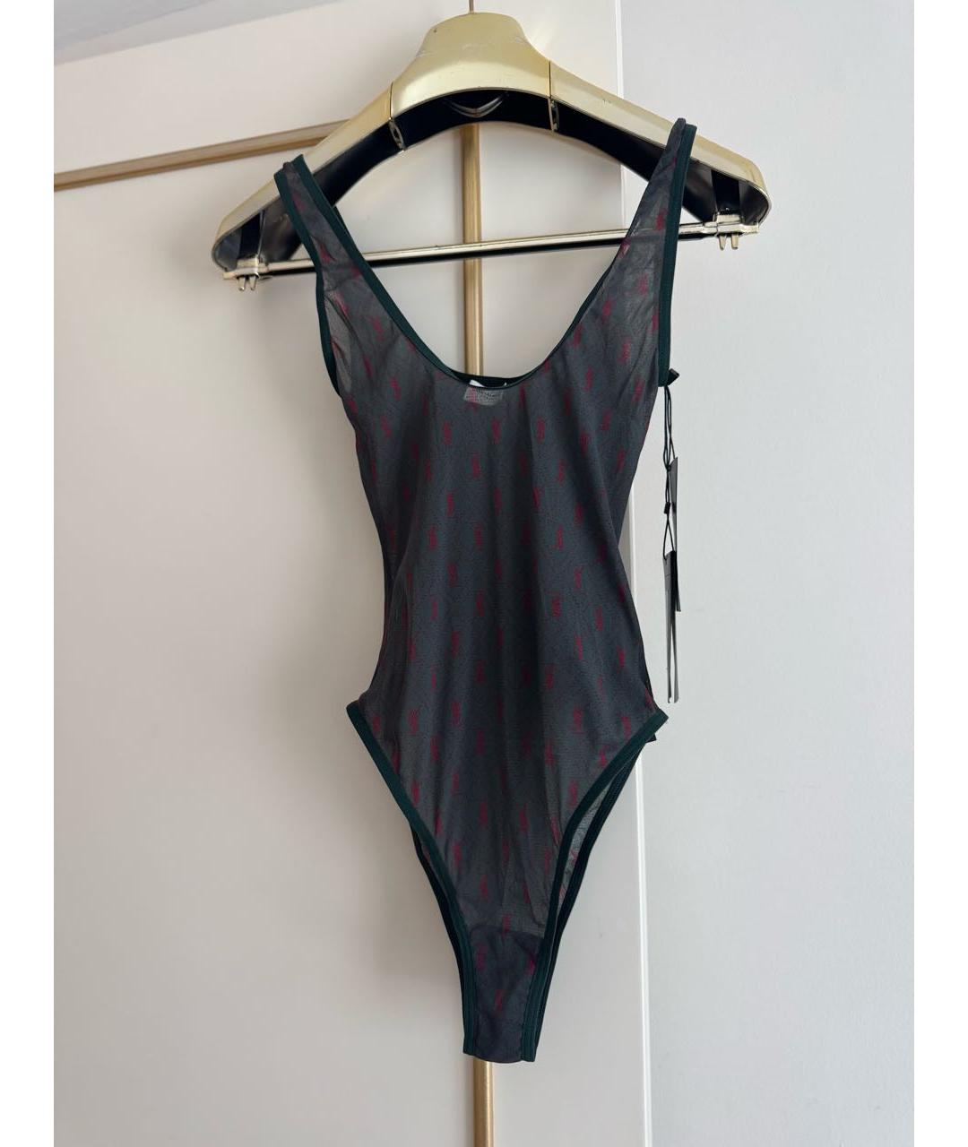 SAINT LAURENT Хаки сетчатое боди, фото 5