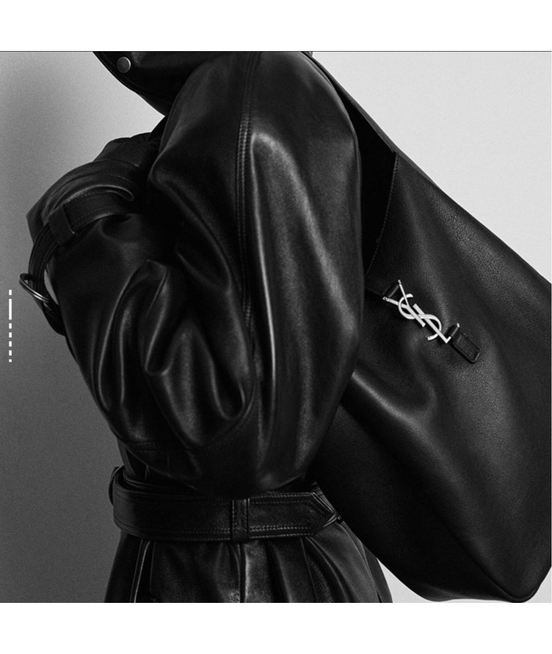 SAINT LAURENT Черная кожаная сумка через плечо, фото 5