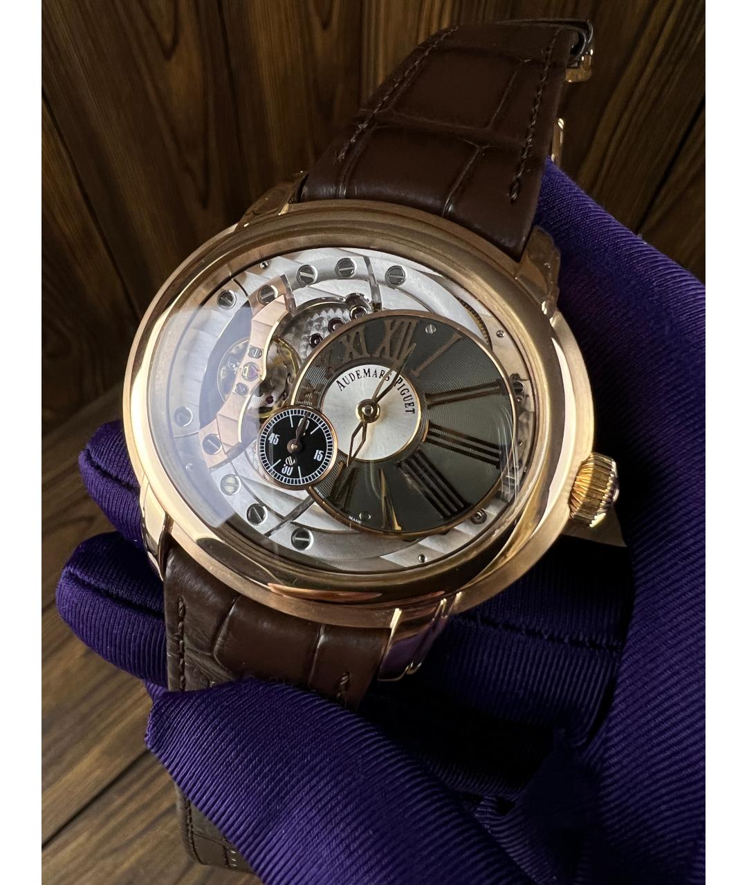 Audemars Piguet Коричневые часы из розового золота, фото 3