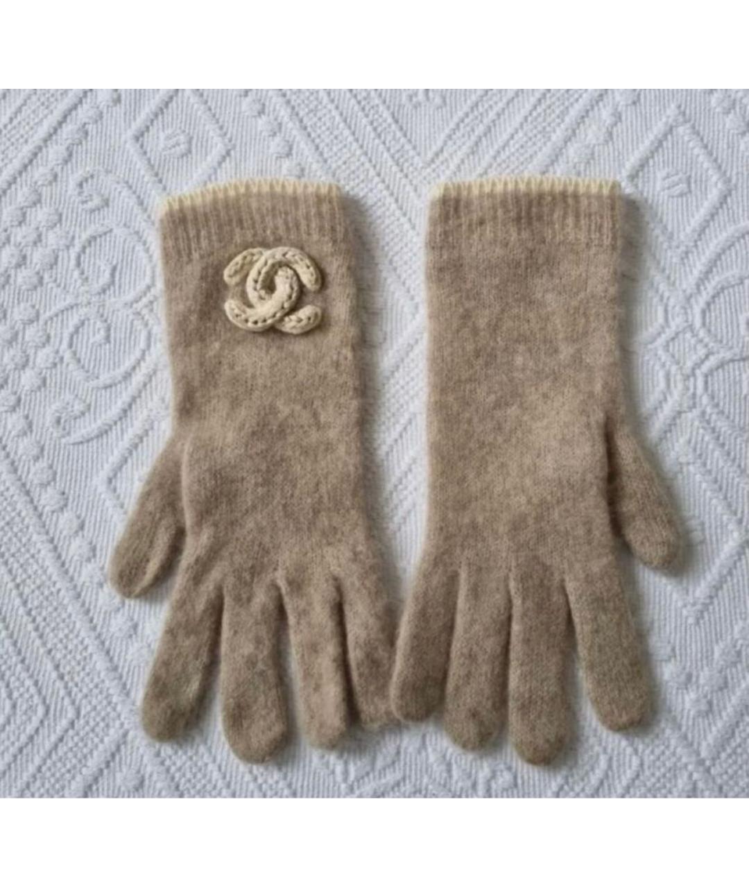 CHANEL Бежевые кашемировые перчатки, фото 2