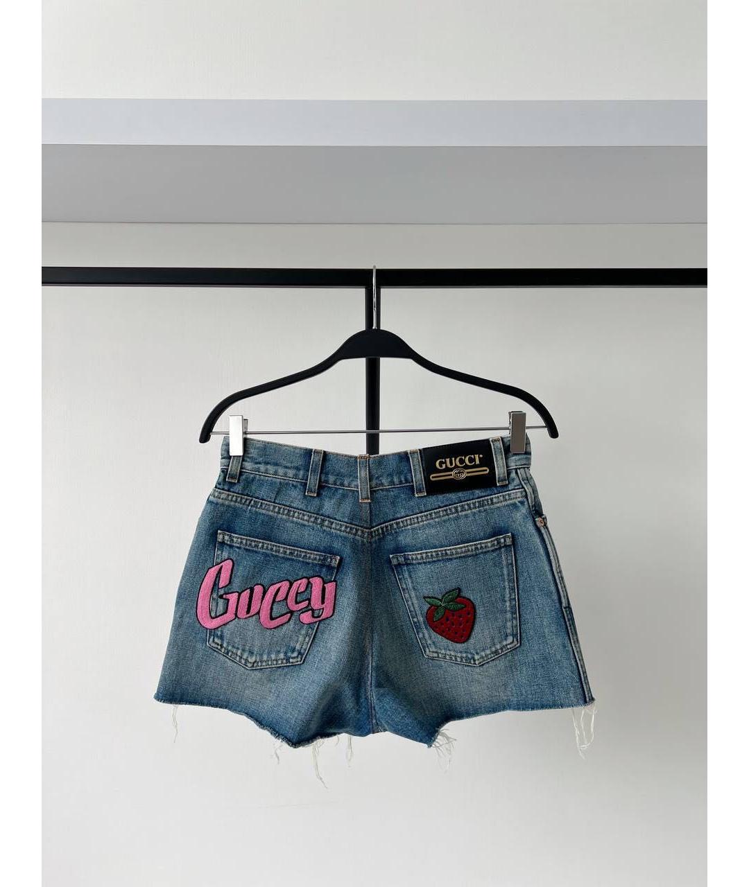 GUCCI Синие деним шорты, фото 5