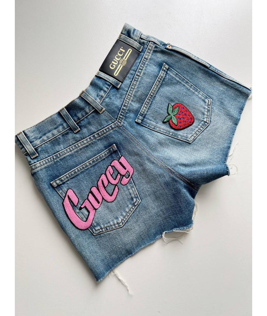 GUCCI Синие деним шорты, фото 3