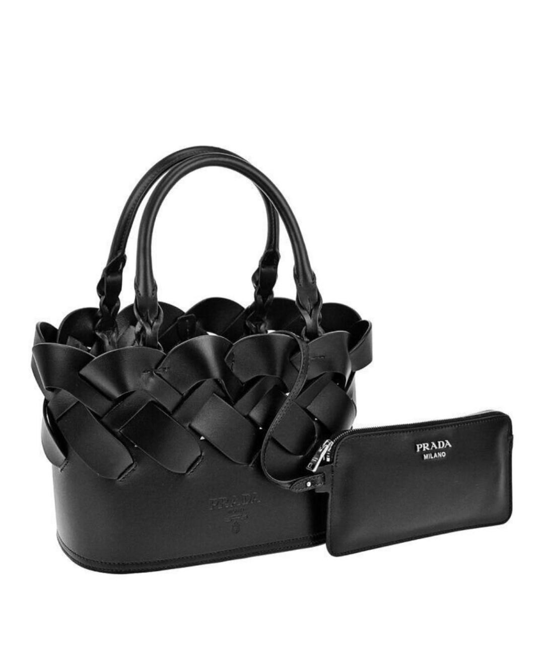 PRADA Черная кожаная сумка тоут, фото 6