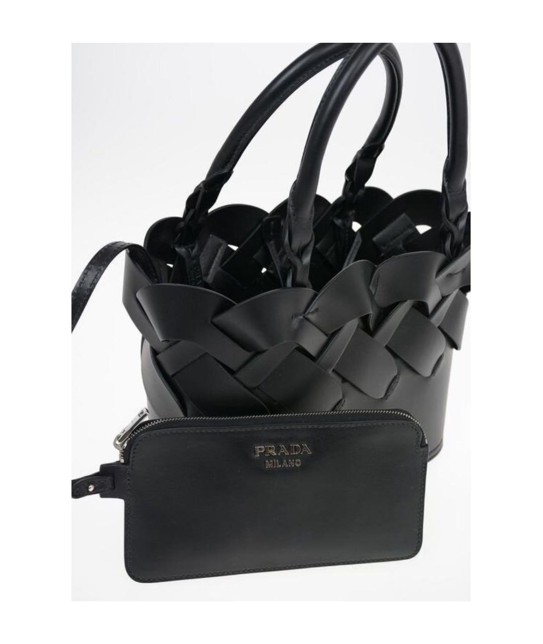 PRADA Черная кожаная сумка тоут, фото 4