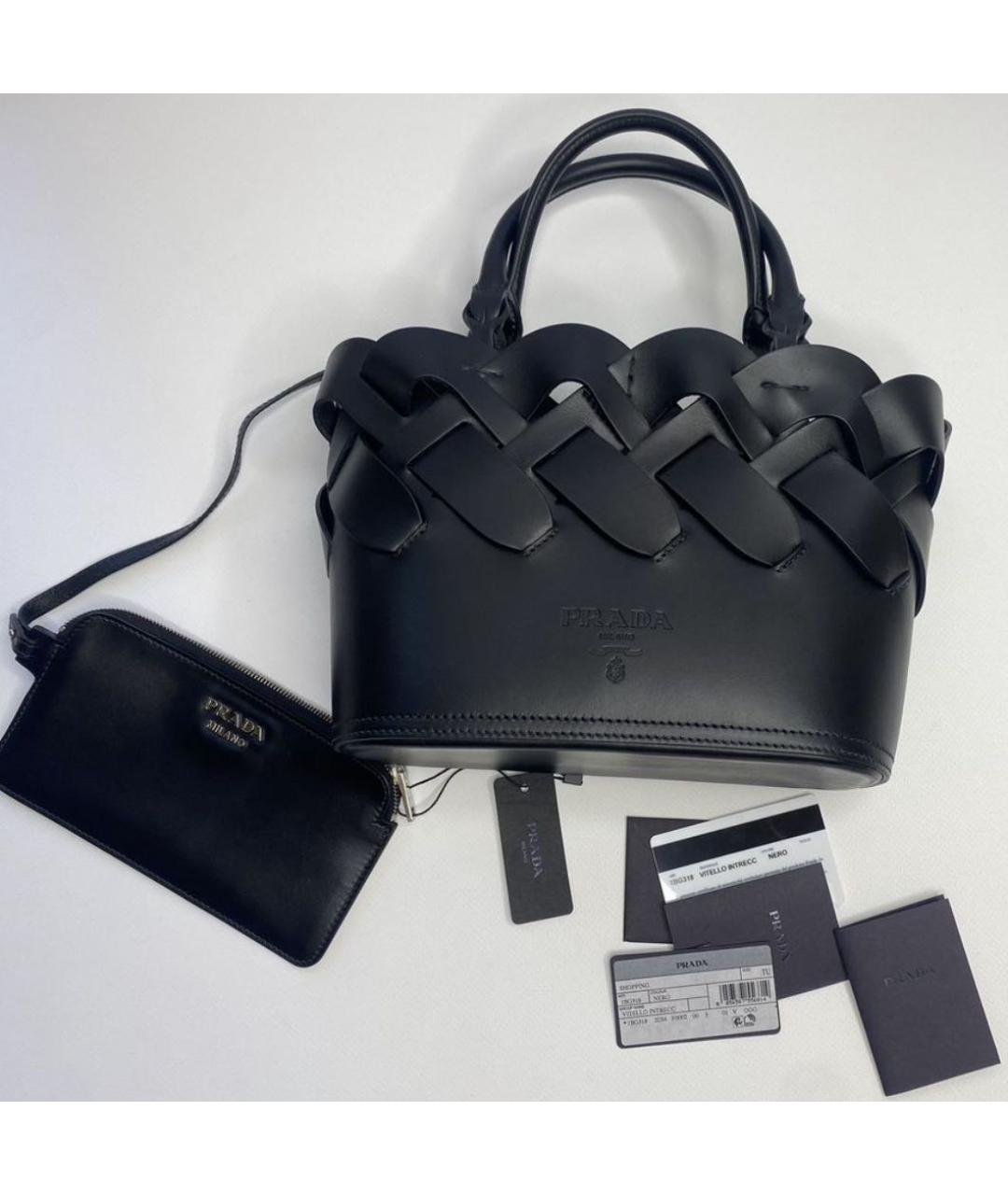 PRADA Черная кожаная сумка тоут, фото 5