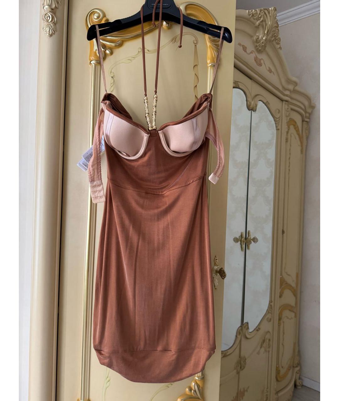 ELISABETTA FRANCHI Коричневое коктейльное платье, фото 4