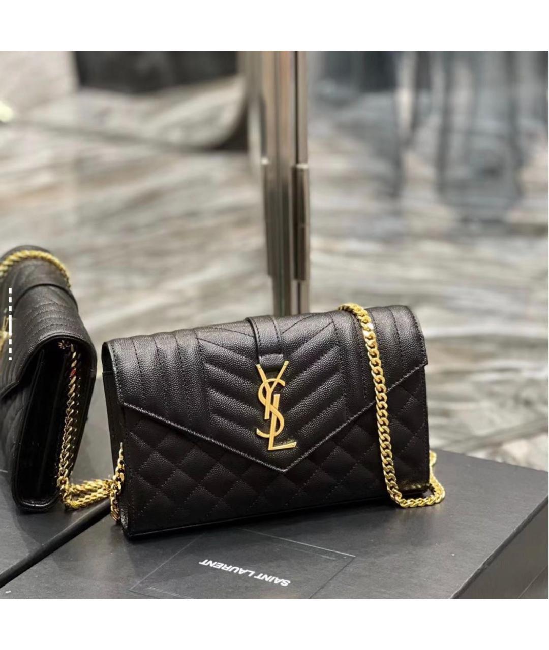 SAINT LAURENT Черная кожаная сумка через плечо, фото 6