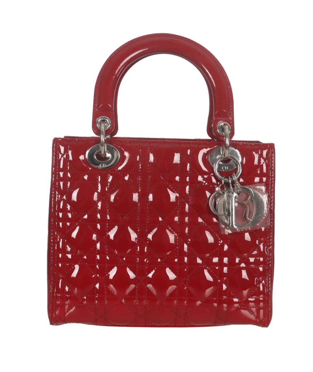 CHRISTIAN DIOR Красная сумка с короткими ручками из лакированной кожи, фото 1
