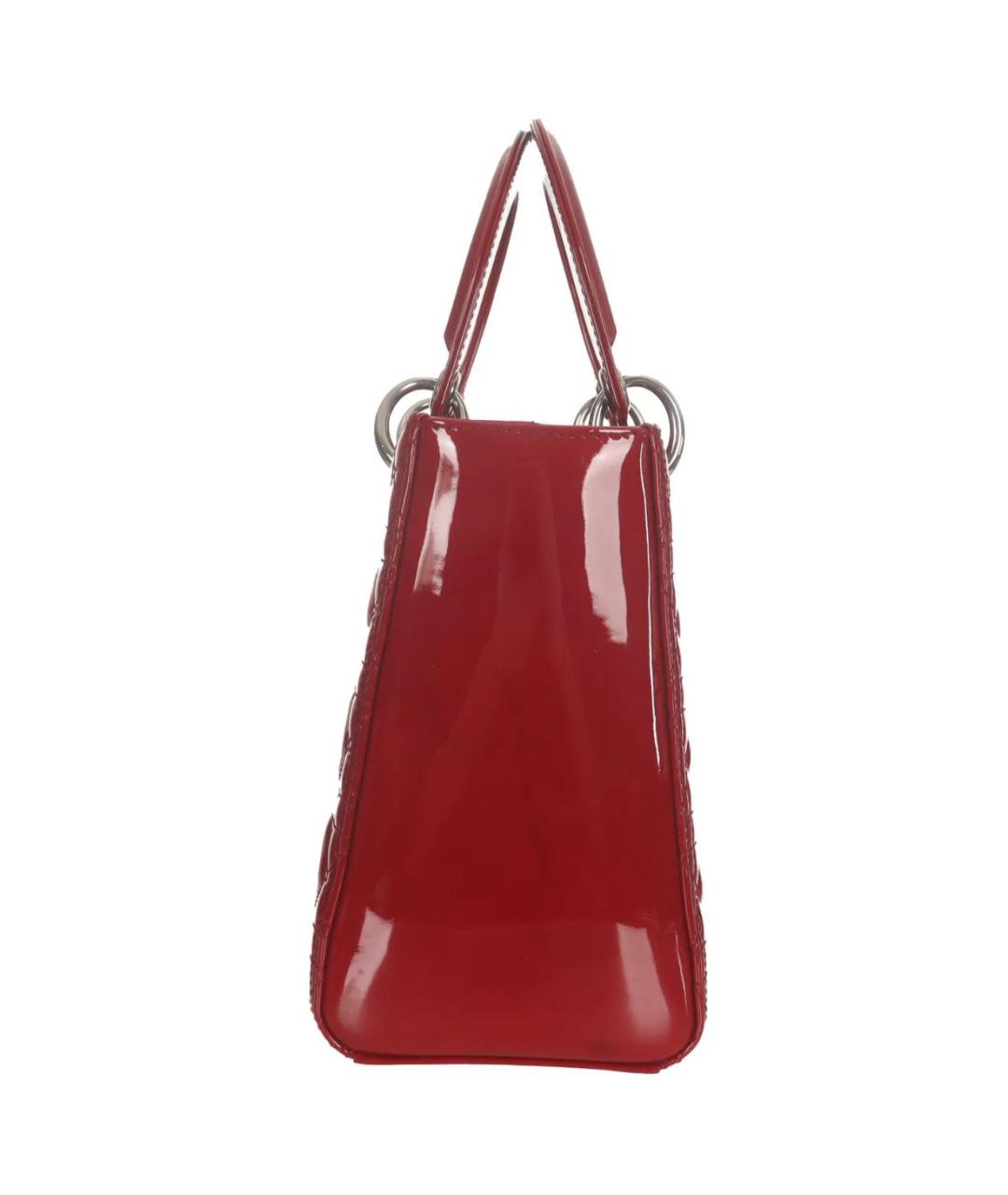 CHRISTIAN DIOR Красная сумка с короткими ручками из лакированной кожи, фото 3