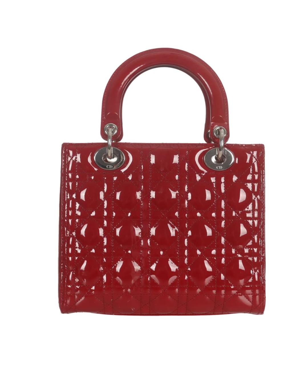 CHRISTIAN DIOR Красная сумка с короткими ручками из лакированной кожи, фото 4