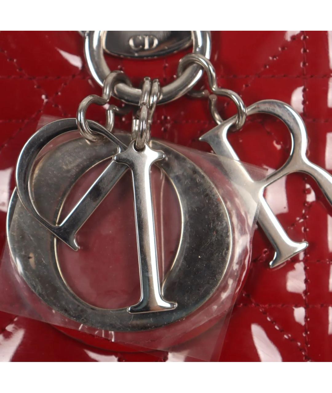 CHRISTIAN DIOR Красная сумка с короткими ручками из лакированной кожи, фото 7