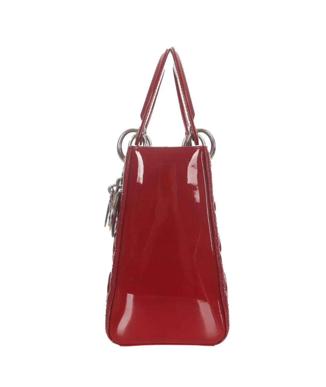 CHRISTIAN DIOR Красная сумка с короткими ручками из лакированной кожи, фото 2