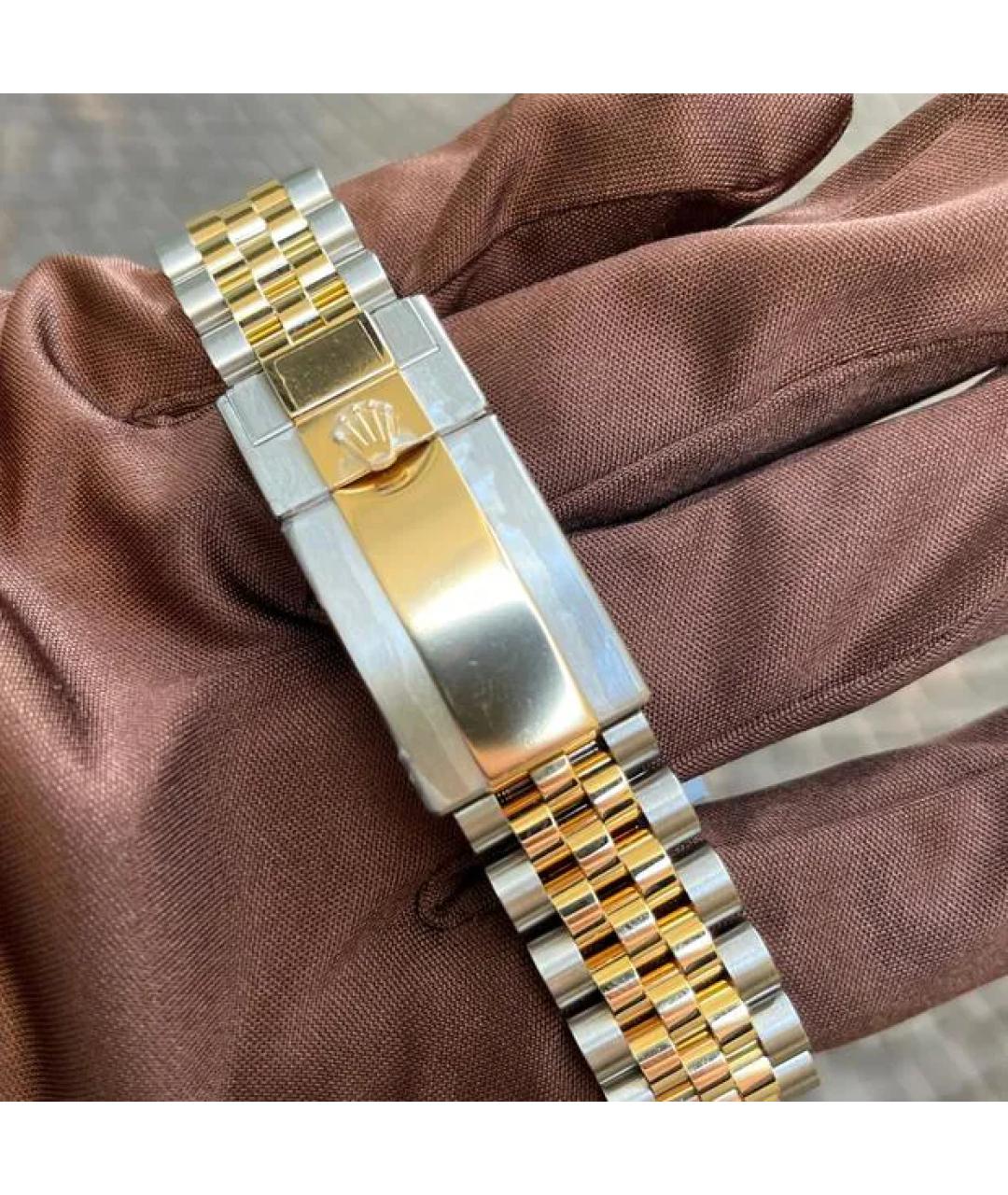 ROLEX Черные часы из желтого золота, фото 6
