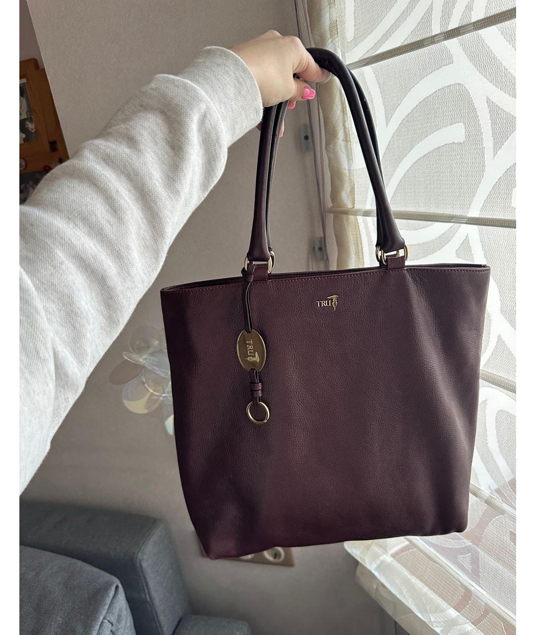 TRUSSARDI Фиолетовая кожаная сумка тоут, фото 5