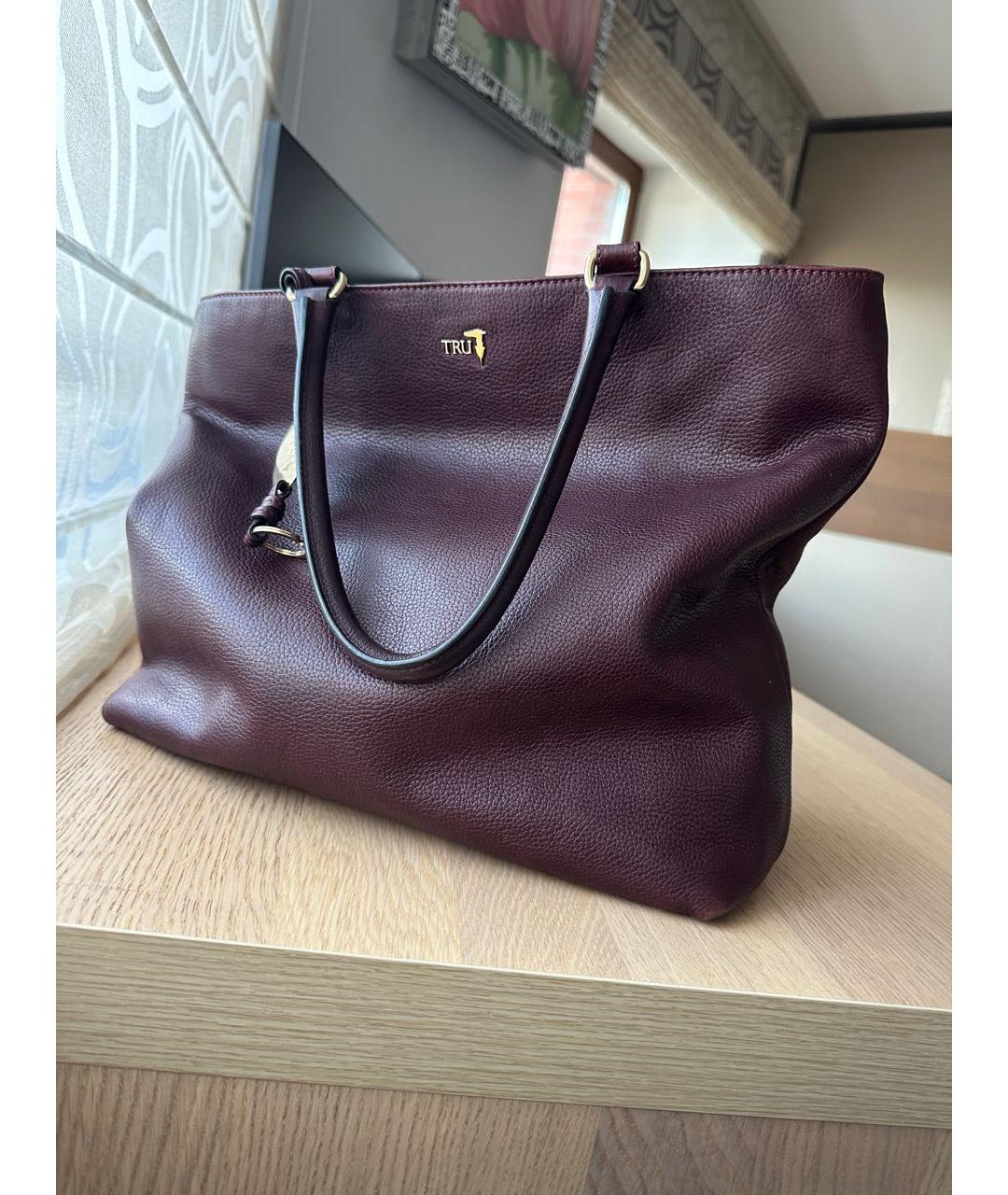 TRUSSARDI Фиолетовая кожаная сумка тоут, фото 2