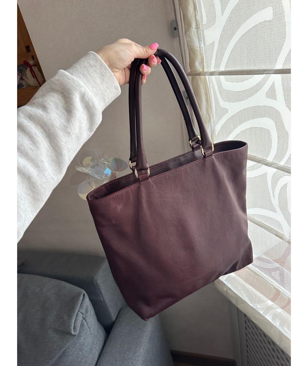 TRUSSARDI Фиолетовая кожаная сумка тоут, фото 3