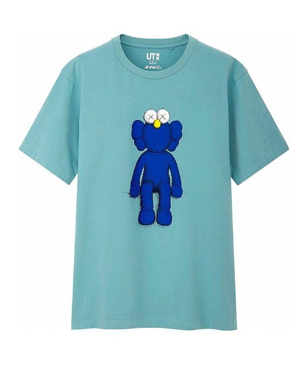 KAWS Бирюзовая хлопковая футболка, фото 1
