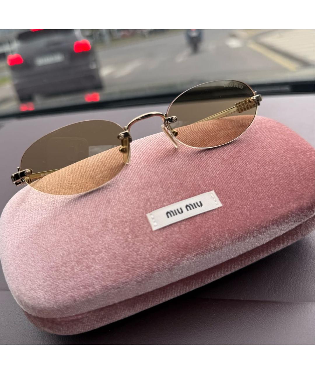 MIU MIU Золотые металлические солнцезащитные очки, фото 6