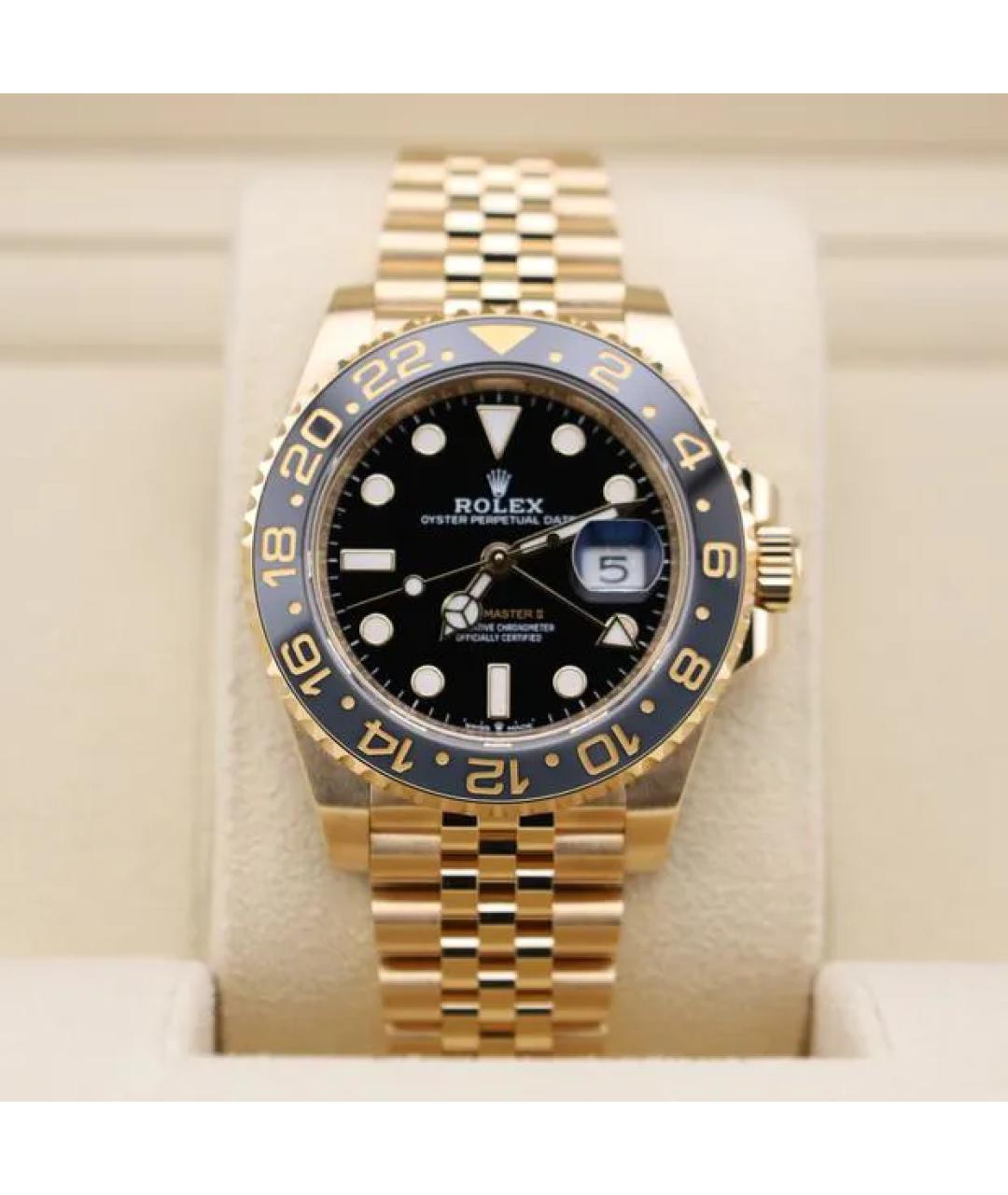 ROLEX Черные часы из желтого золота, фото 10