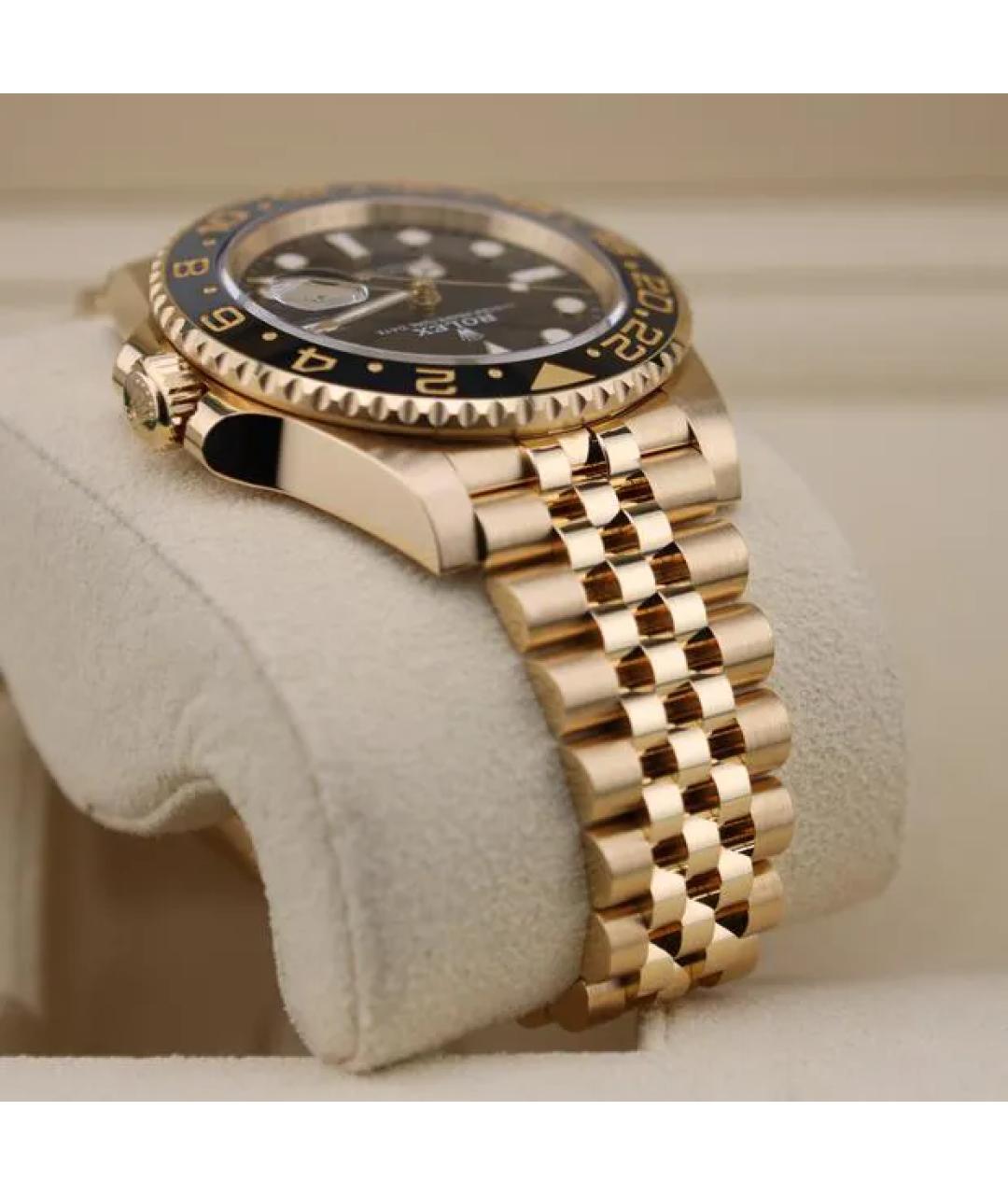 ROLEX Черные часы из желтого золота, фото 5