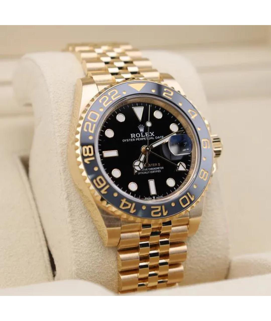 ROLEX Черные часы из желтого золота, фото 3