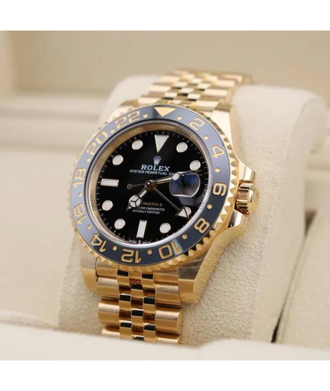 ROLEX Черные часы из желтого золота, фото 2