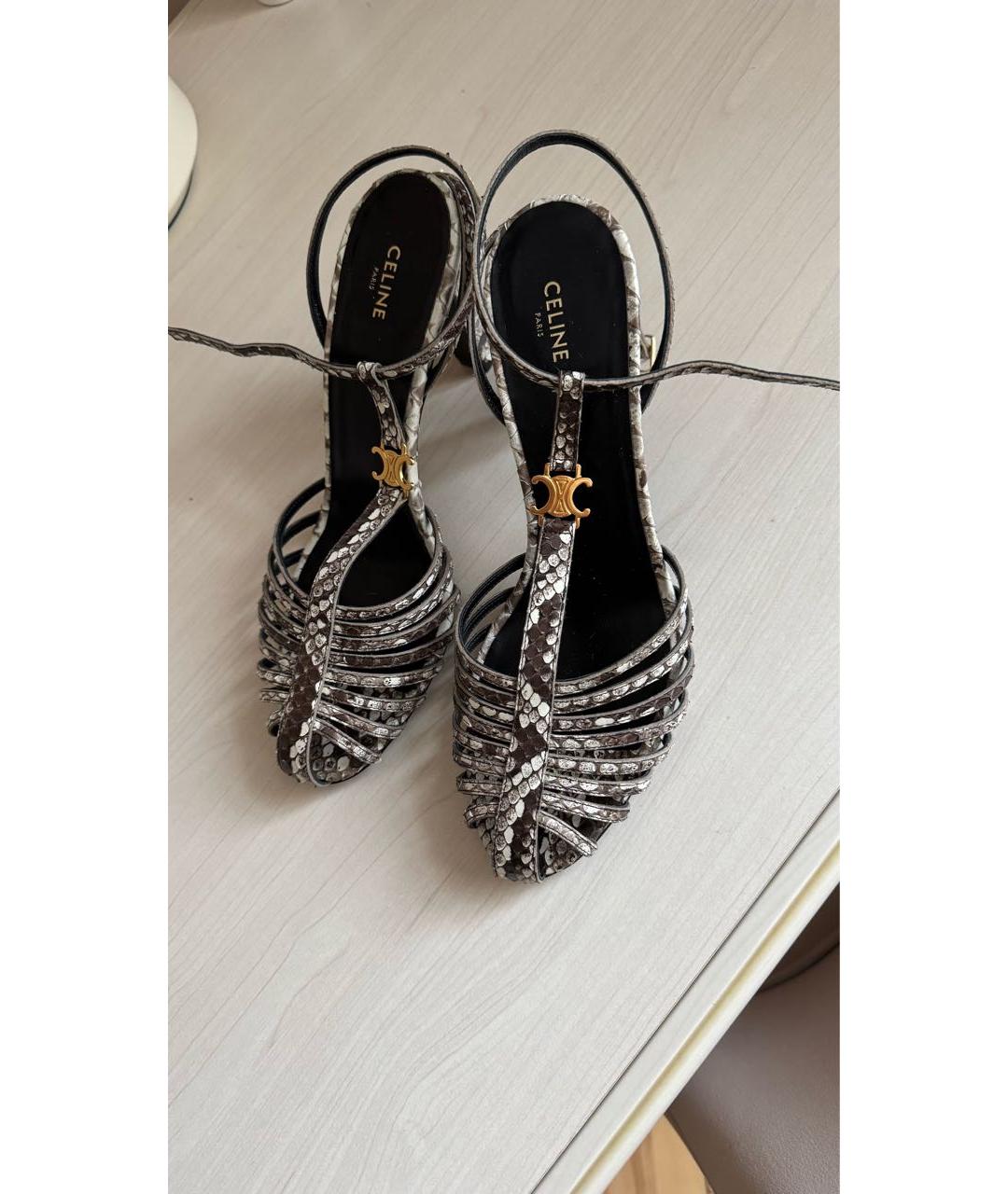 CELINE Серые босоножки из экзотической кожи, фото 2